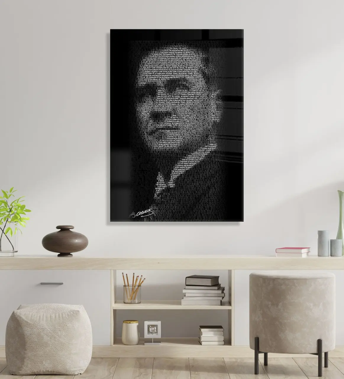 

BK Gift ataturk themed glass table 45x65cm-10