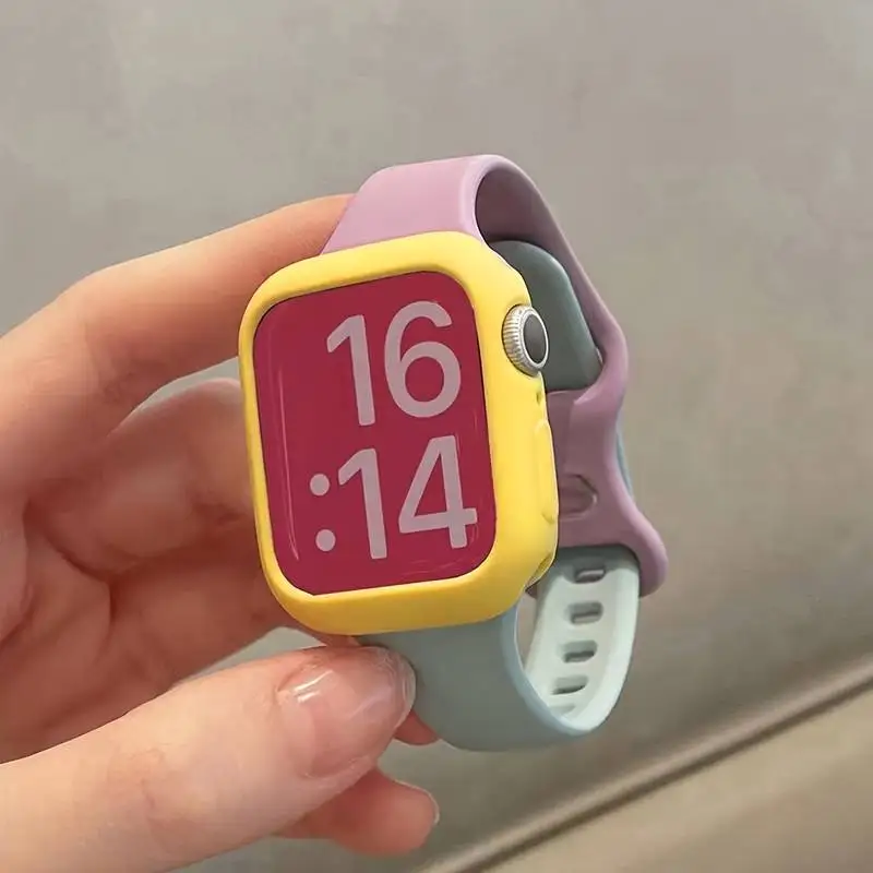 Силиконовый Ремешок Для Apple Watch Цветной Браслет Унисекс Совместимый С Сериями 8 7 6
