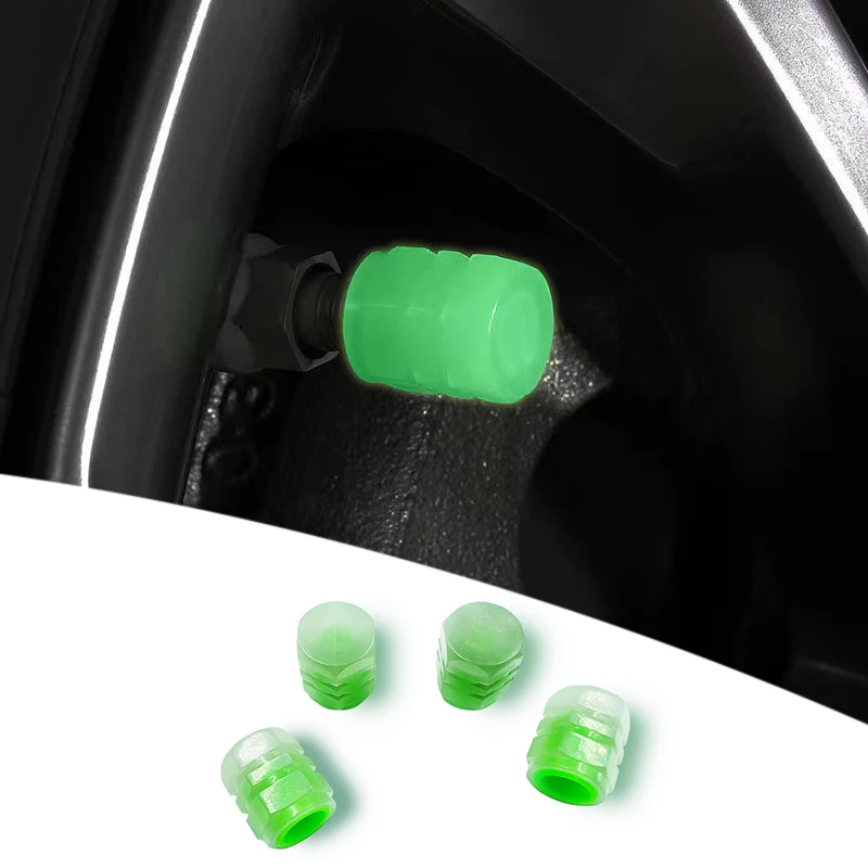 

4pcs Luminous Car Valve Caps Wheel Valve Cap Auto Tyre Air Valve Stem Caps Dust Cover for Bike Car Vehicles Styling