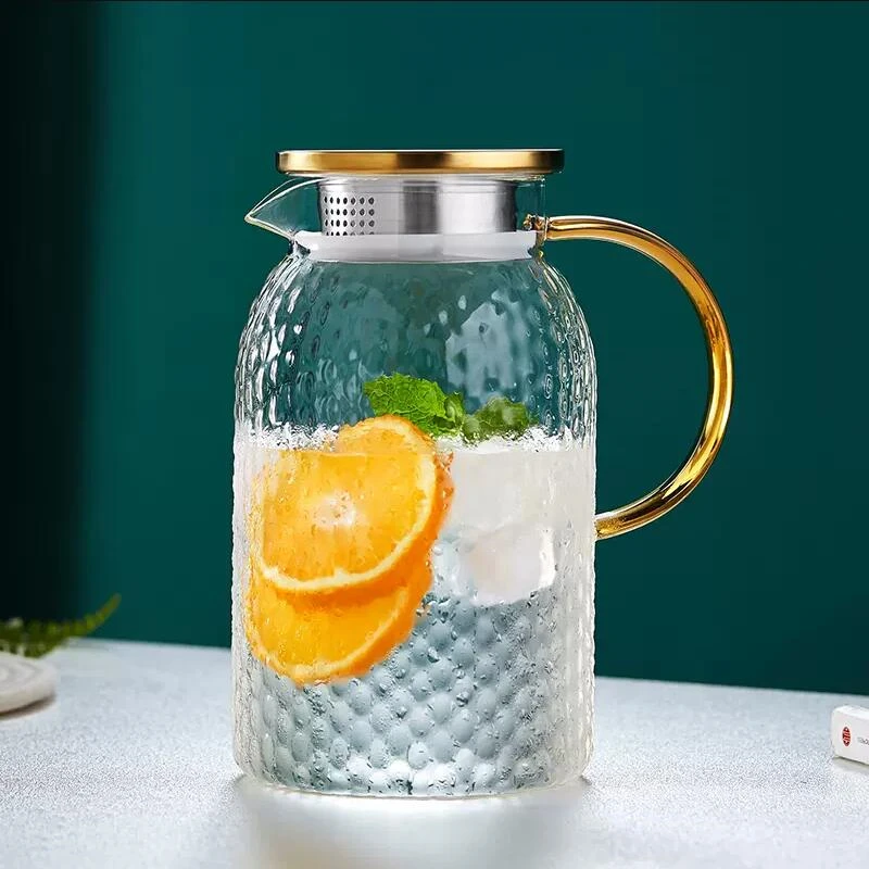 

1.2L 1.5L 1.8L 2L Heat Resistant Explosion-Proof Glass Juice Jug Water Cup Cold Kettle Heated Container Canteen Clear Teapot