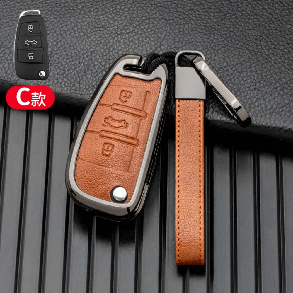 

Leather Car Key Fob Cover Case Holder for Audi A3 8L 8P A4 B6 B7 B8 A6 C5 C6 4F RS3 Q3 Q7 TT 8L 8V S3 Folding Remote Accessories