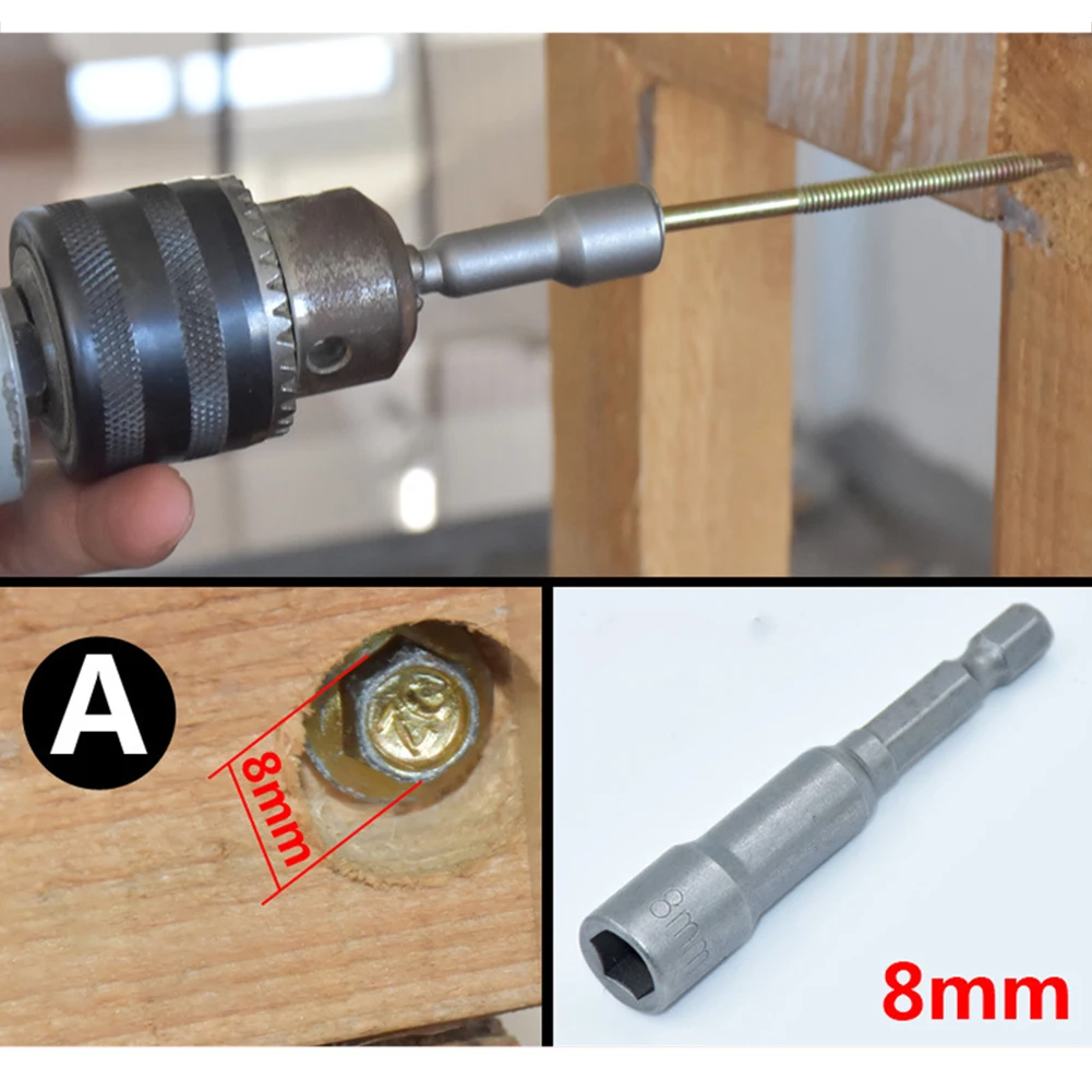 

6-14mm 65mm Hexagon Nut Driver Drill Bit Adapter Socket Wrench Extension Sleeve For Home DIY Carpentry Machine Repair