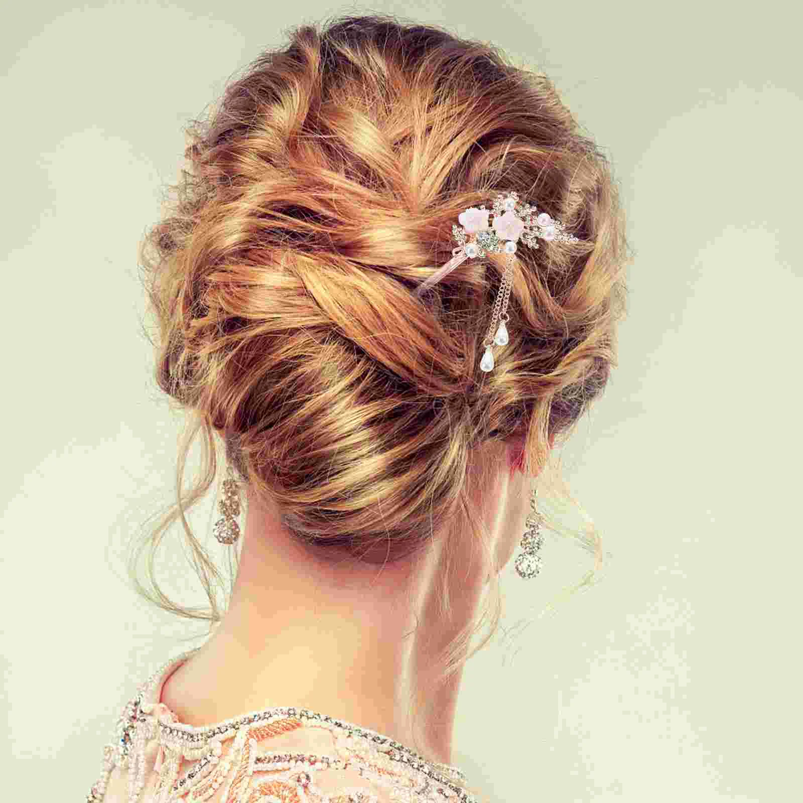 

Hair Stick Flower Sticks Chopstick Hairpin Tassel Rhinestone Pearl Chopsticks Alloy Chignon Chinese Vintage Crystal Clip