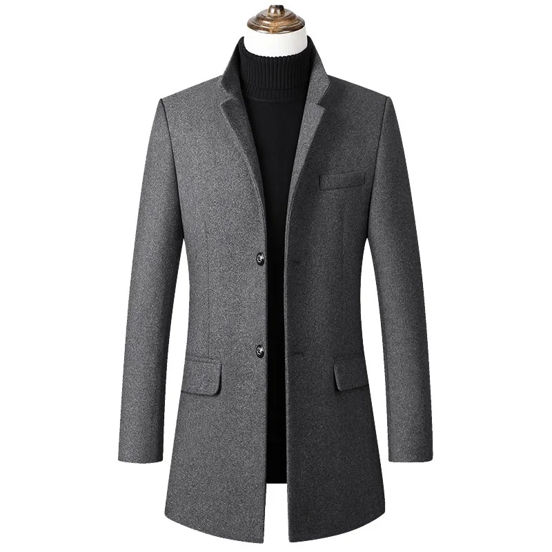 

New Men Wool Blends Suit Design Wool Coat Men Casual winter Thick warm Trench Coat Windbreaker Jackets Coat Drop Shipping 1901
