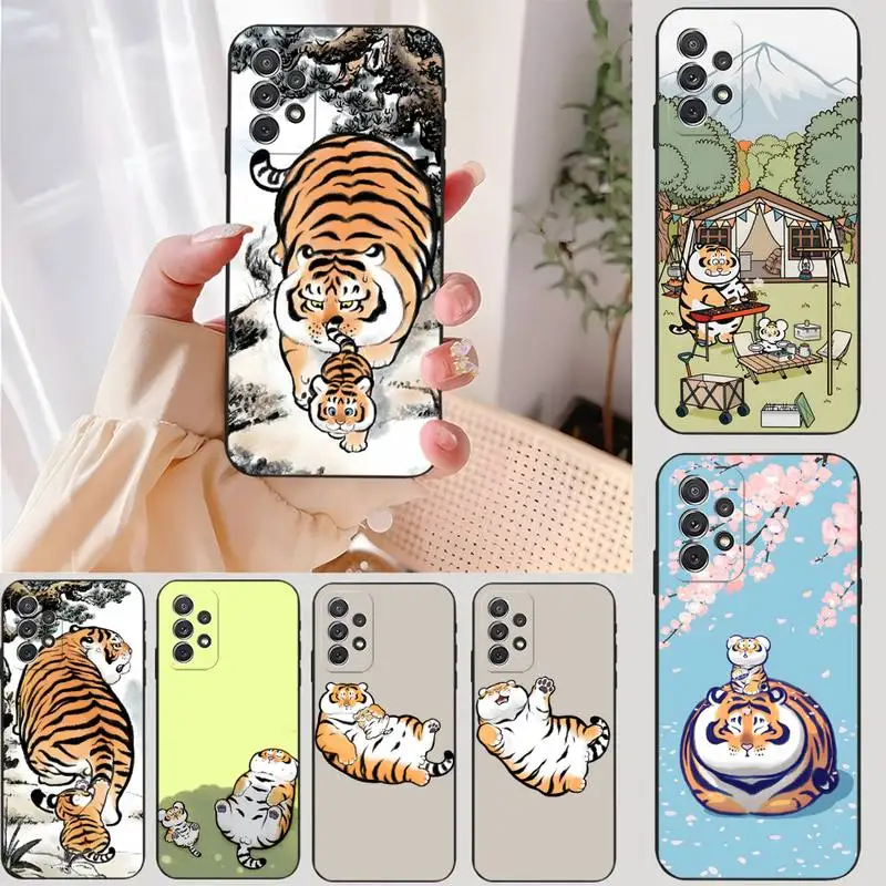 Cute Fat Tiger Phone Case For Samsung S22 S22Ultra S30 S21 S20 S10 E Plus Ultra Lite S21Fe S9Plus Fundas Shell Cover