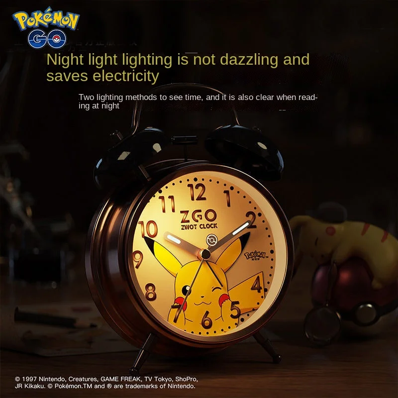 

New Pokemon Pikachu Children Student Alarm Clock Portable Speaker Clock LED Display Board Night Light Home Light Decoration Gift