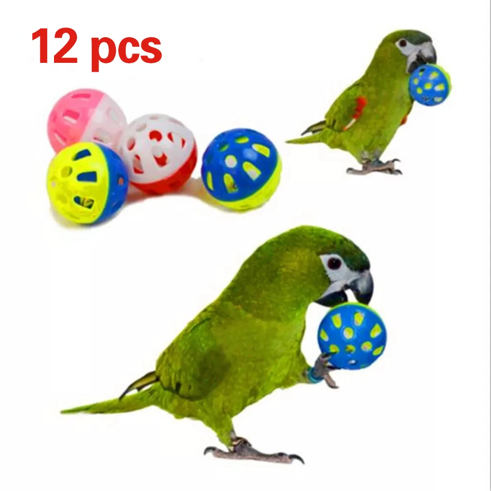 

12pcs Pet Parrot Toys accessories Hollow Rolling Bell Ball Bird Toy Parakeet Cockatiel Parrot Chew Cage Fun Toy vogelspeelgoed