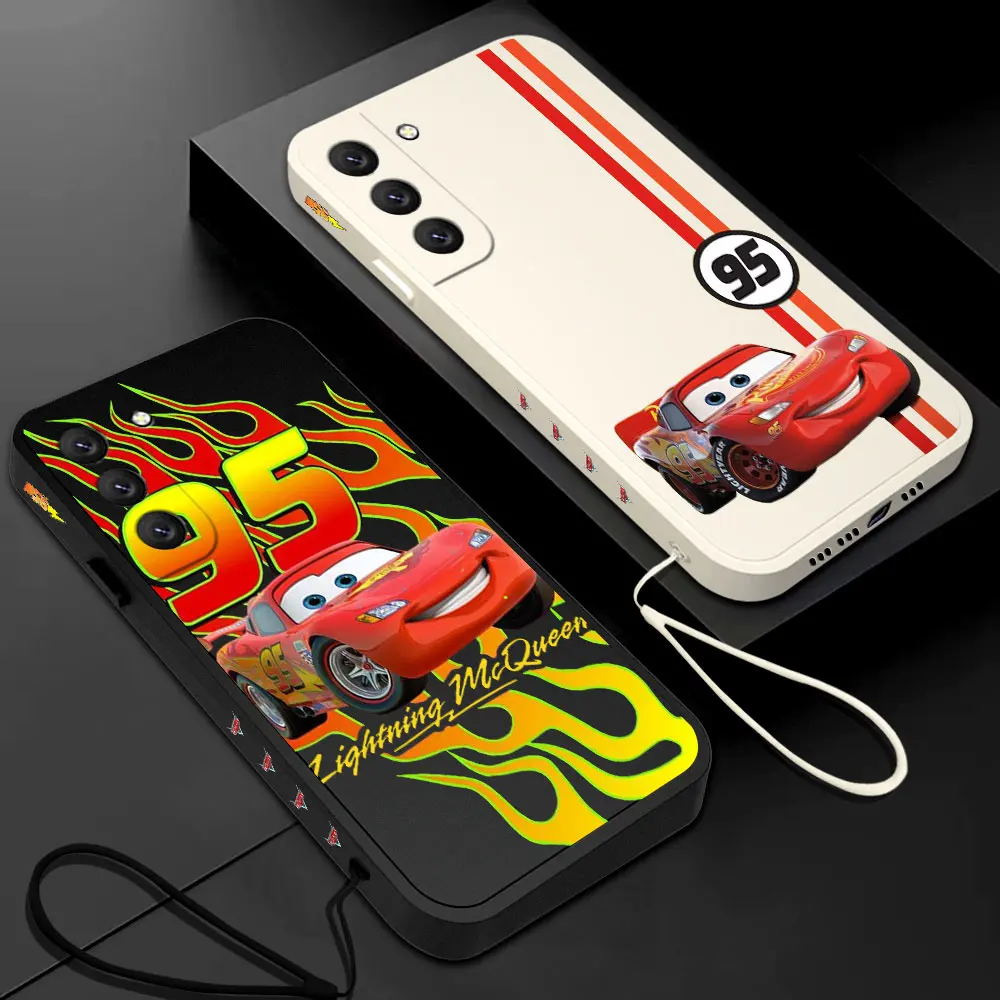 

Disney Cars Lightning Mcqueen Phone Case For Samsung Galaxy S23 S22 S21 S20 Ultra FE S10 4G S9 S10E Note 20 10 Plus With Lanyard