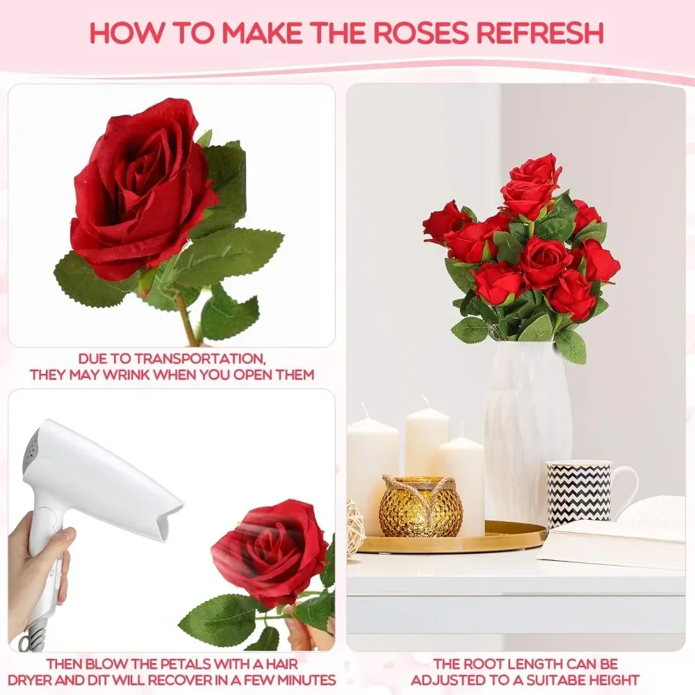 за 500 шт. искусственные шелковые розы цветы с длинным стеблем свадебный букет ко