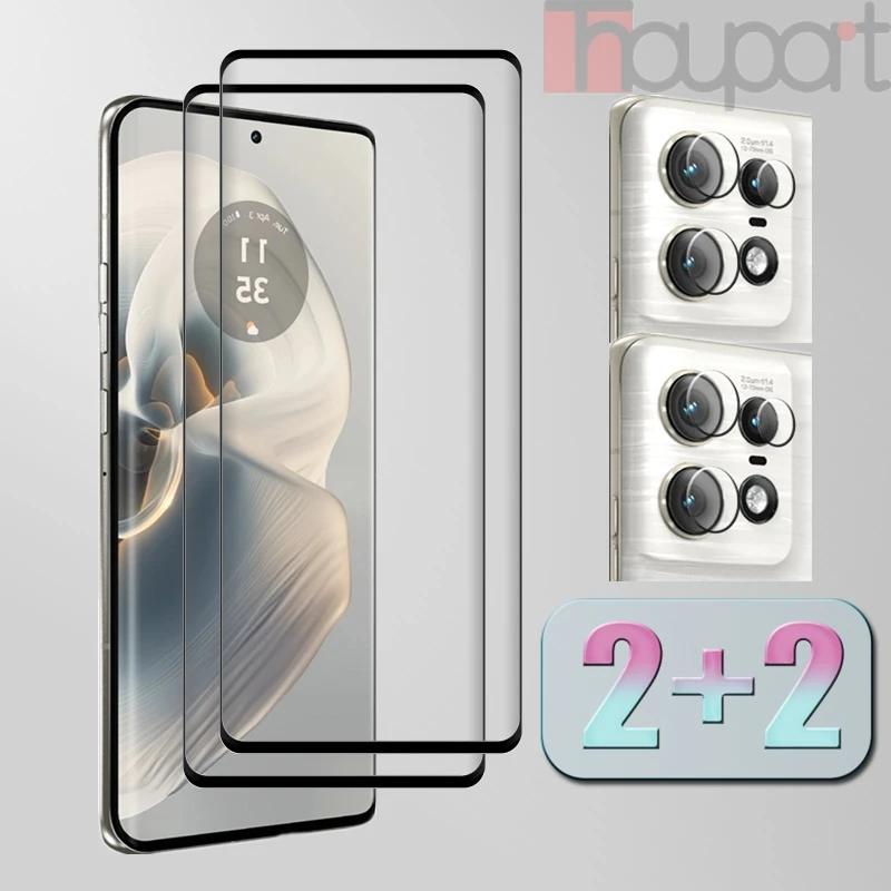 2 + для Motorola Edge 50 pro защита экрана 9D изогнутая стеклянная пленка против царапин Moto