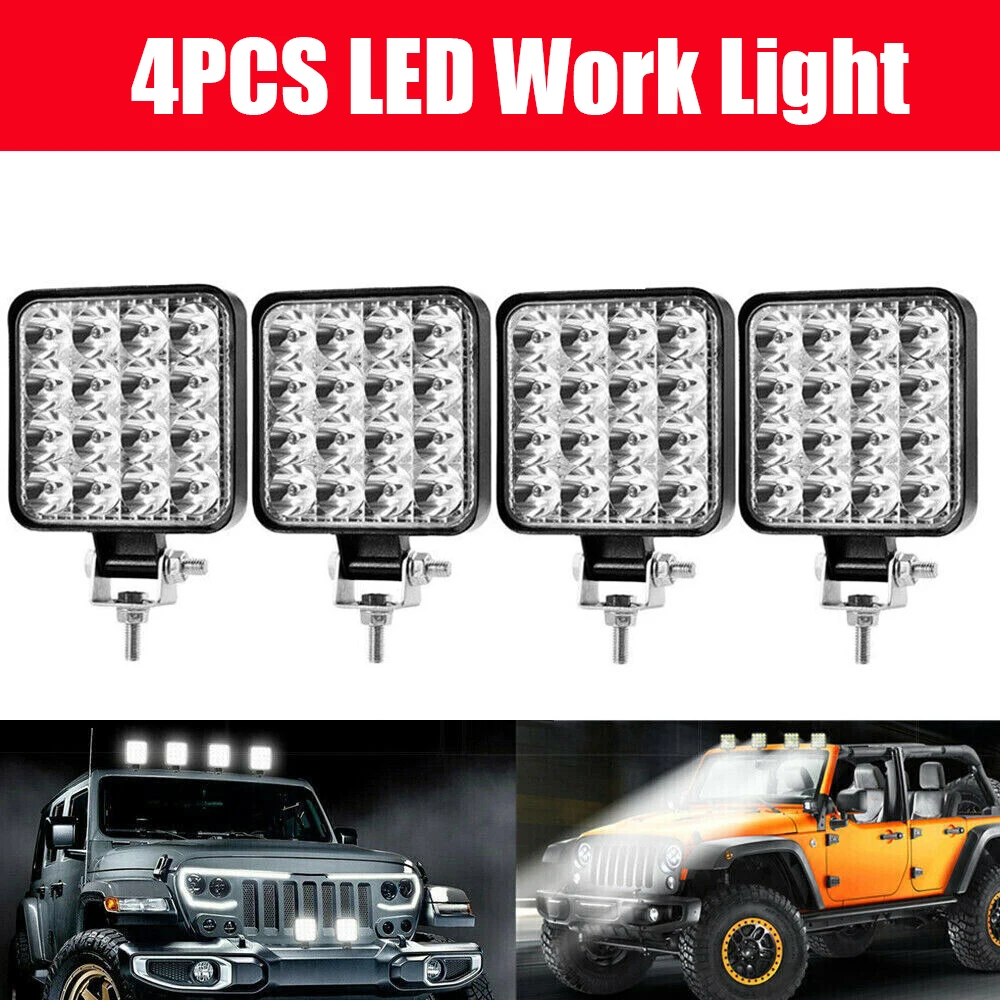 4pcs Car LED Bar Worklight Car Light 48W Offroad Work Light 4x4 LED Tractor Headlight Spotlight For Truck ATV SUV 24V Spotlight