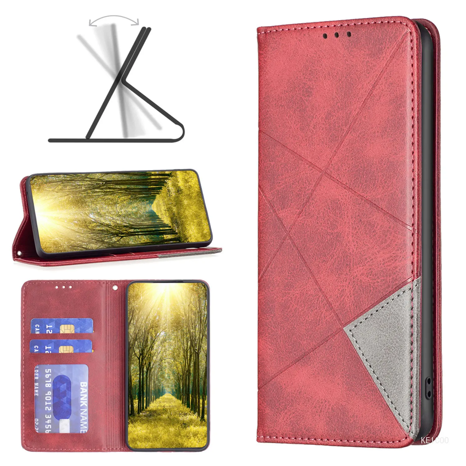 

Prismatic Phone Leather Case for Motorola Moto G 73 MotoG G73 E13 E 13 4G 5G 2023 Housing Card Slot Stand Holder Anti-fall Cover