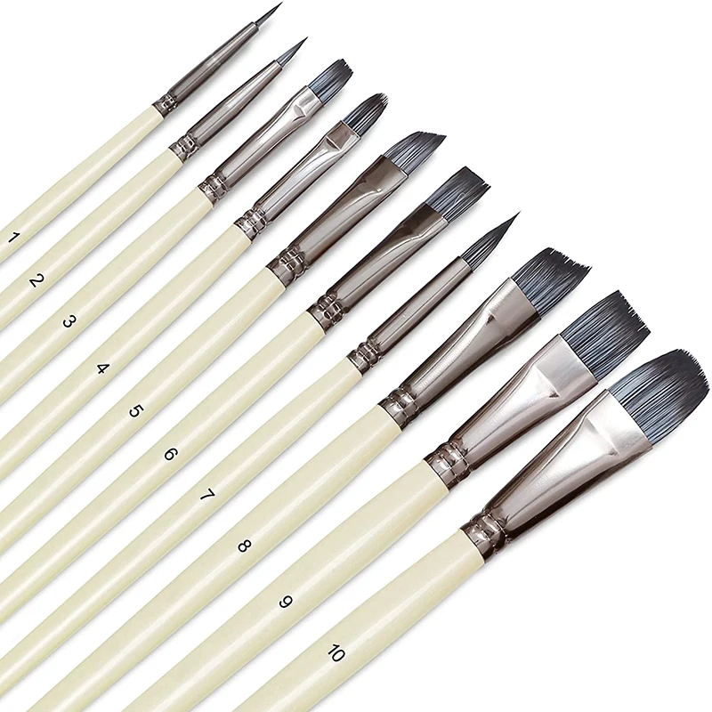 10pcs Artist Paint Brushes Set for Acrylic Oil Watercolor Gouache Fabric Professional Artist Painting Brushes Art Face Painting