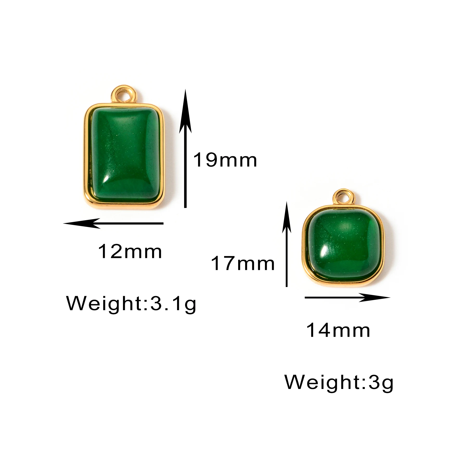 5 шт. квадратный прямоугольник натуральный камень из нержавеющей стали подвески