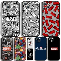 marvel logo avengers phone case for apple iphone 11 12 13 14 max mini 5 6 7 8 s se x xr xs pro plus black luxury silicone soft
