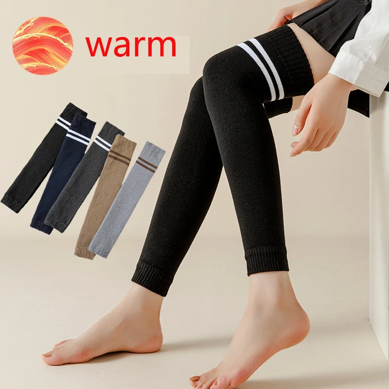 Japanese Slim Terry Warm Foot Sock Brushed Thickened Cropped For Men And Women Cold Legs Overknee Long Leg Warmers Hold-Ups Knee
