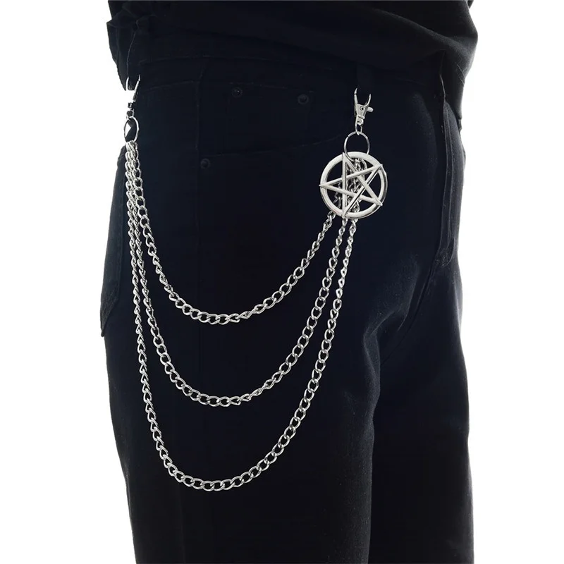 Keychains for Men Unisex Egirl  eBoy Harajuku Side Punk Chain On Pentagram The Jeans Pants Women Goth Aesthetic Accessories