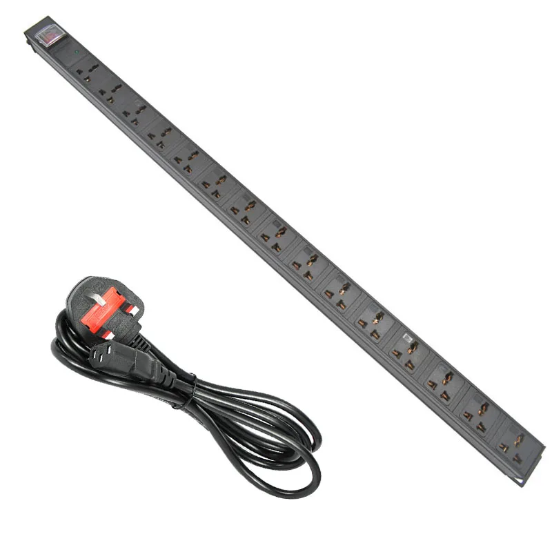 

PDU power strip 15 Unit Universal output socket Network Cabinet Rack Switch Aluminum alloy shell UK/US/AU/EU/ PLUG IEC-C14 port