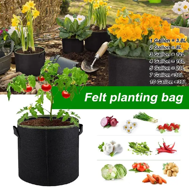 

Grow Bags Felt Pots 1/2/3/4/5/7/10 Gallon Gardening Fabric Planting Growing Bag DIY Potatoes Vegetable Flower Pot Garden Tools