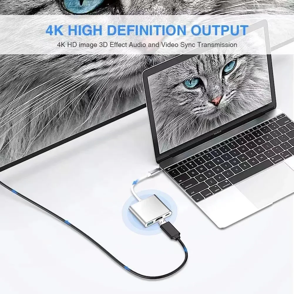 3 в 1 Usb-C USB-концентратор папа-мама HDMI-совместимый адаптер для зарядки 4k Usb 3.1 Type-C к 3.0