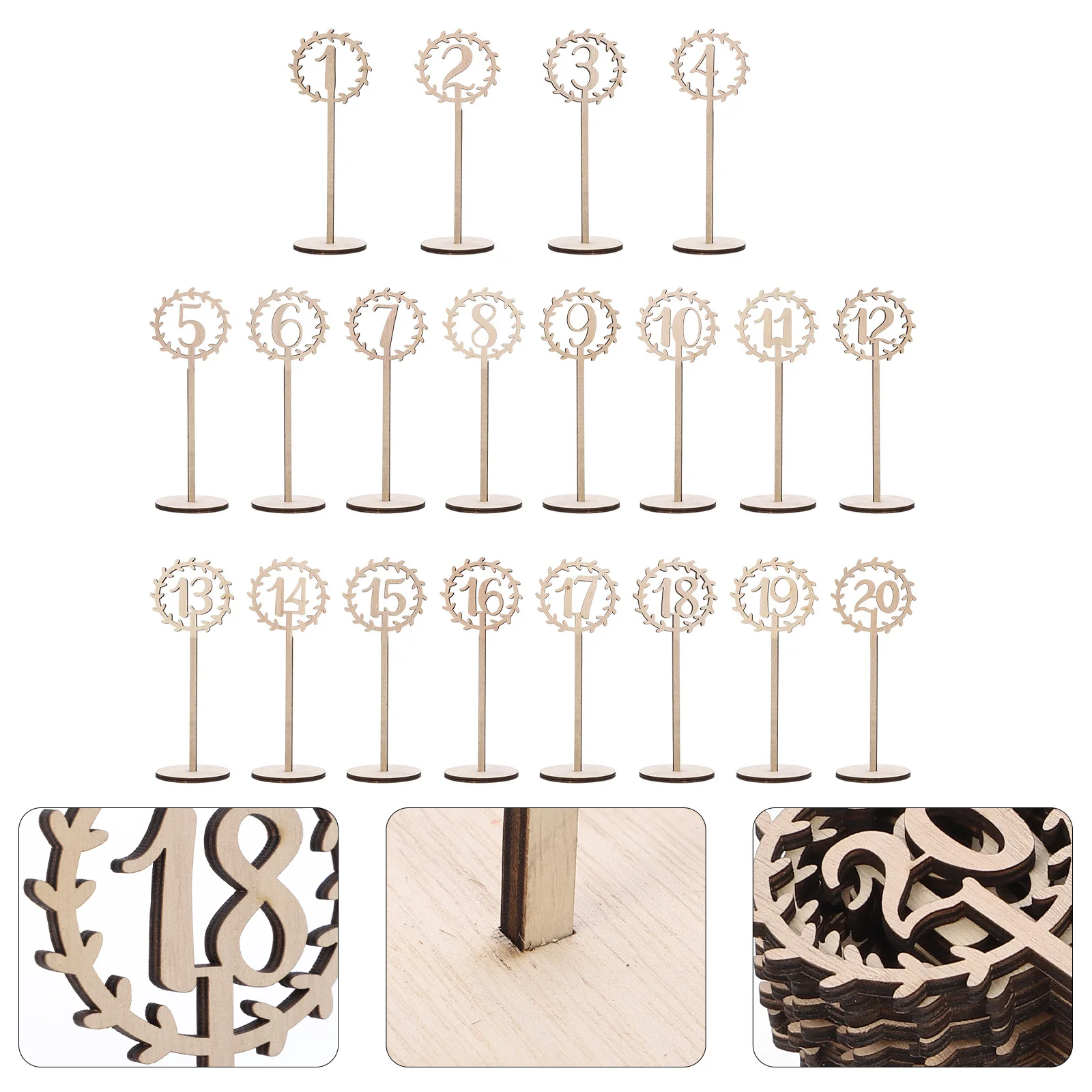 

20pcs Table Numbers Wooden Durable Decorative Table Numbers for Banquets Receptions Catering Wedding
