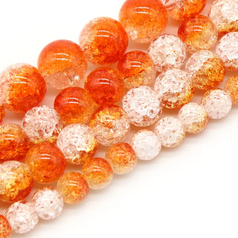 

Natural Stone Orange Snow Cracked Crystal Beads 15" Strand 4 6 8 10 12 14MM Pick Size For Jewelry Making DIY Bracelet Necklace