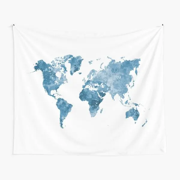 

Карта мира, акварельный синий гобелен, украшение для дома, спальни, гостиной, подвесное украшение, цветное одеяло полотенце для йоги, путеше...