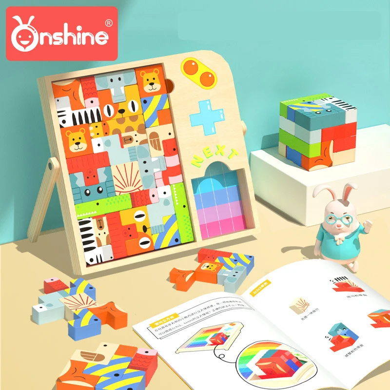 

Onshine животные тетрис блоки настольные игры 3D деревянная головоломка Танграм дети мозги тизер развивающие игрушки Дети 3Y +