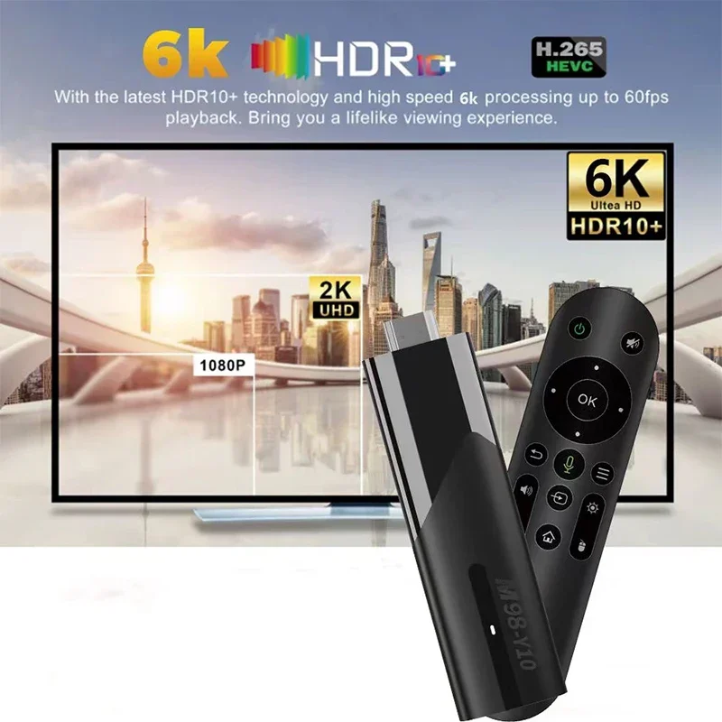 5G Dual Wifi HDR10 6K медиаплеер TV Box M98 Y10 Smart Stick Android 13 BT 5 0 ATV Allwinner H618 2 4G
