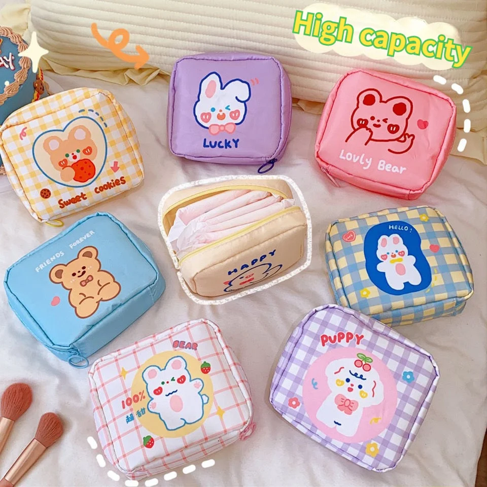 

1pcs ins Wind Cute Lady Tampon Storage Bag Portable Large-capacity Waterproof Sanitary Napkin Bag Kawaii Feminine Sanitary Bag