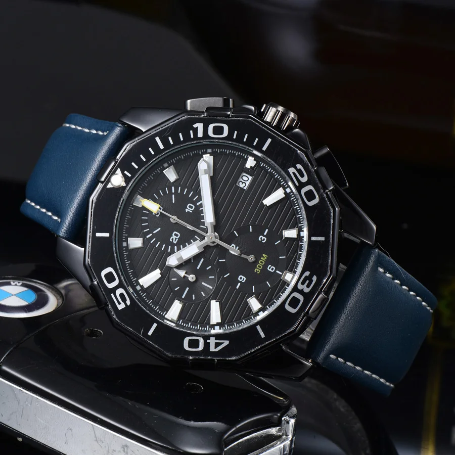

Top Brand Wrist Watches Man Luxury Multifunctional Casual Sport Leather Strap Quartz Clock T97