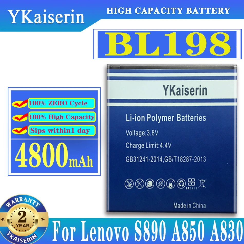 

Аккумулятор ykaisсеребрин 4800 мАч BL198 для Lenovo A850 A860E S890 A859 A830 K860 K860i A678T S880 S880i + номер отслеживания