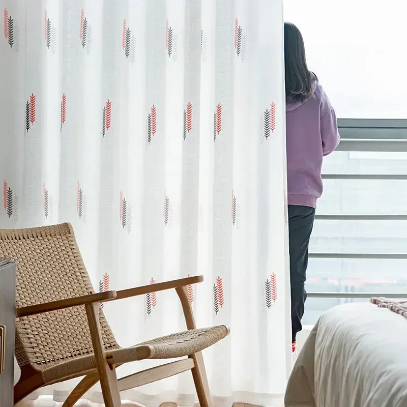 

Прозрачные тюлевые шторы 20701-XZ с вышивкой в виде облаков для девочек, шторы на окна для детской спальни, гостиной
