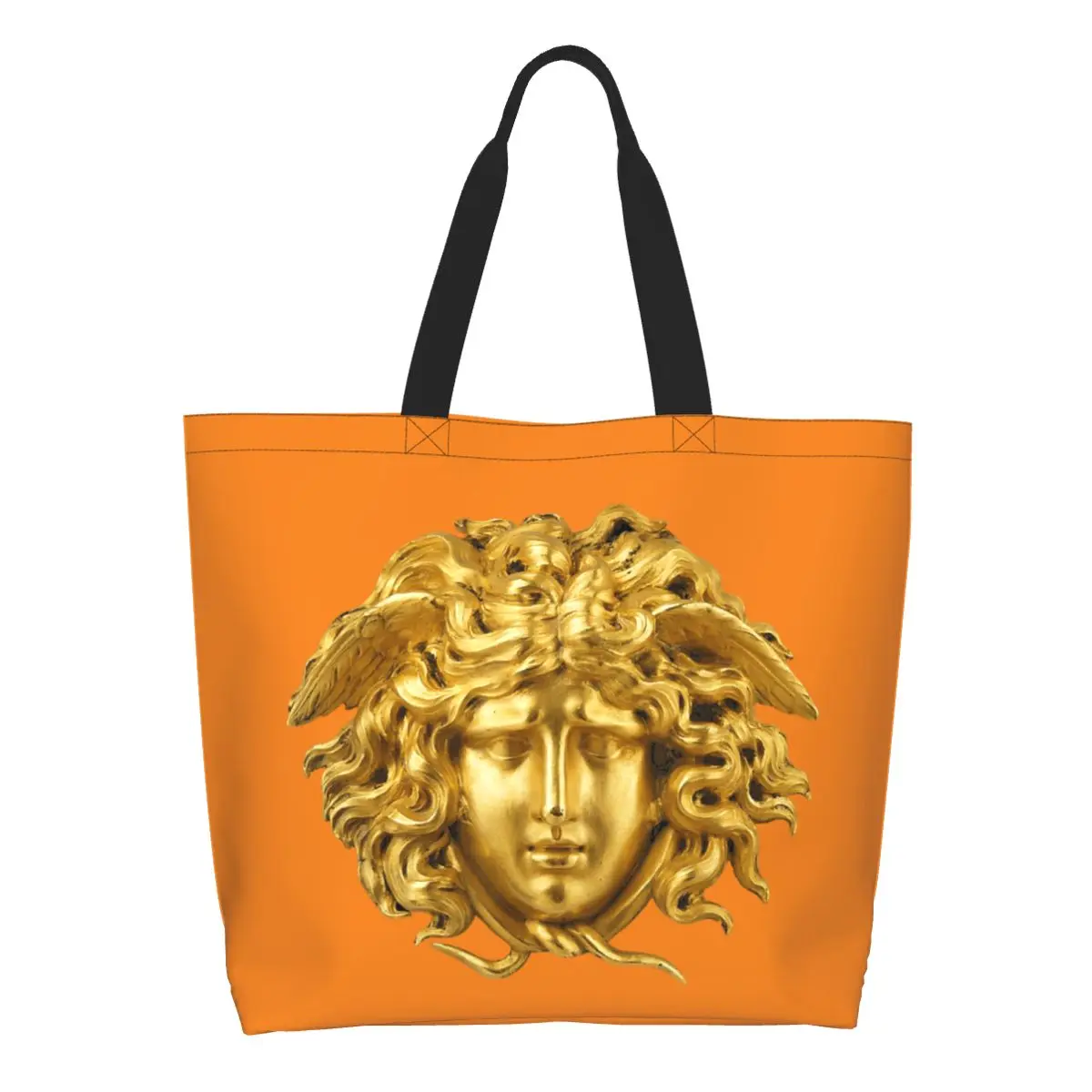 

Snake Hair Greek Medusa Head Groceries Shopping Tote Bag Women Fashion Canvas Shoulder Shopper Bag Large Capacity Handbags