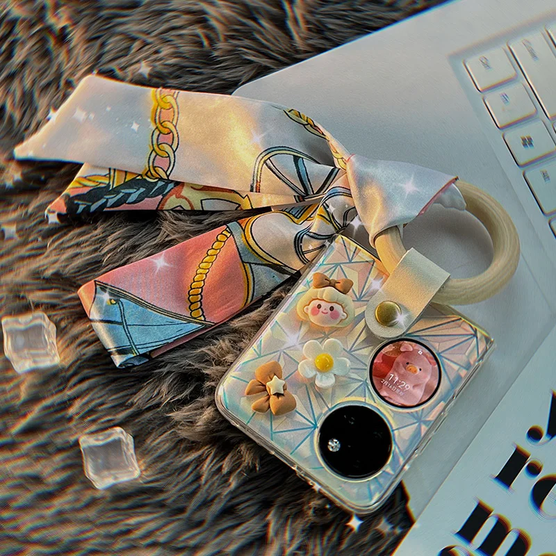 

Карманный чехол для Huawei P50, оригинальный прозрачный лазерный с подвеской для Huawei P50, Карманный чехол, складной чехол для P50 Pocket