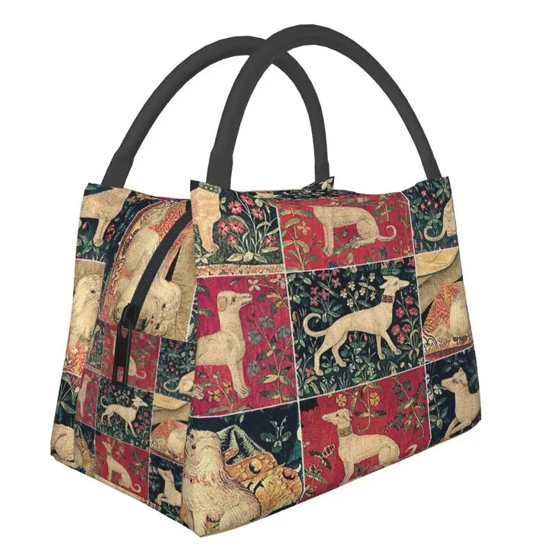 

Medieval Greyhound Thermal Insulated Lunch Bag Women Whippet Sighthound Dog Portable Lunch Container Multifunction Meal Food Box