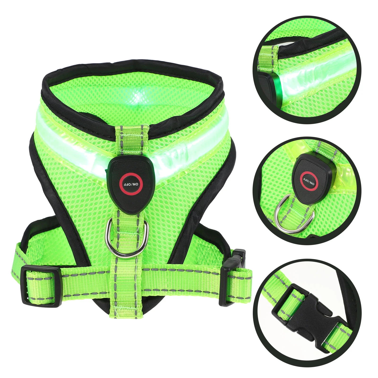 

Dog Glow Vest Summer Reflective Vests USB Charging Costume Nylon Puppy Luminous Glitter Outfit