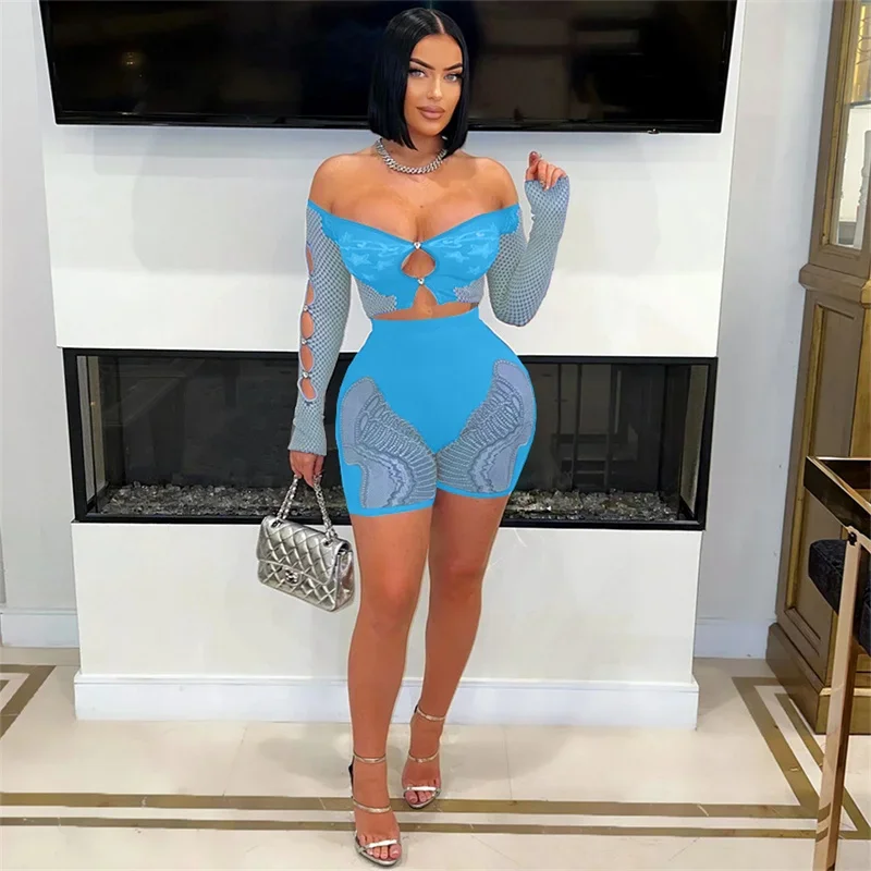 Сексуальная сетчатая прозрачная одежда для ночного клуба женщин комплект из
