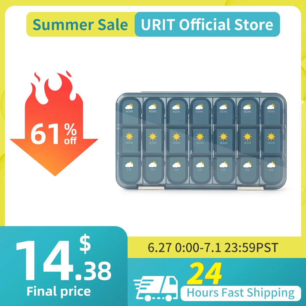 

Portable 21/28 Grids Weekly Pill Box Medicine Dispenser Tablet Organizer Storage Boxes 7 Days Compartment Pills Case Container