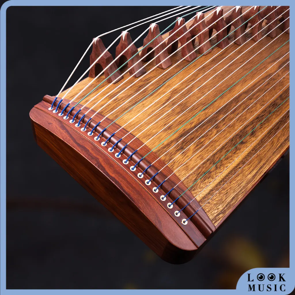 

LOOK 21-String Chinese Zither Harp Set Solidwood Travel Guzheng Full Notes 100cm Length Small Guzheng With Full Accessories