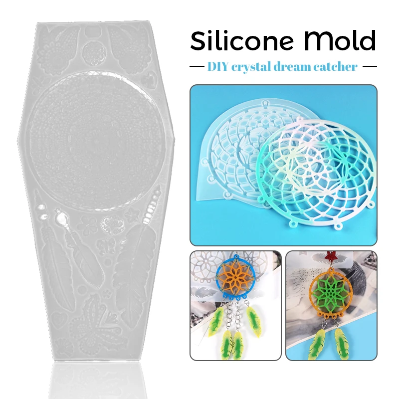 

Epoxy Resin Mold Star Moon Dream Catcher Hangings Mould DIY Eardrop Candle Soap Tassel Feather Wall Pendant Mold Silicone