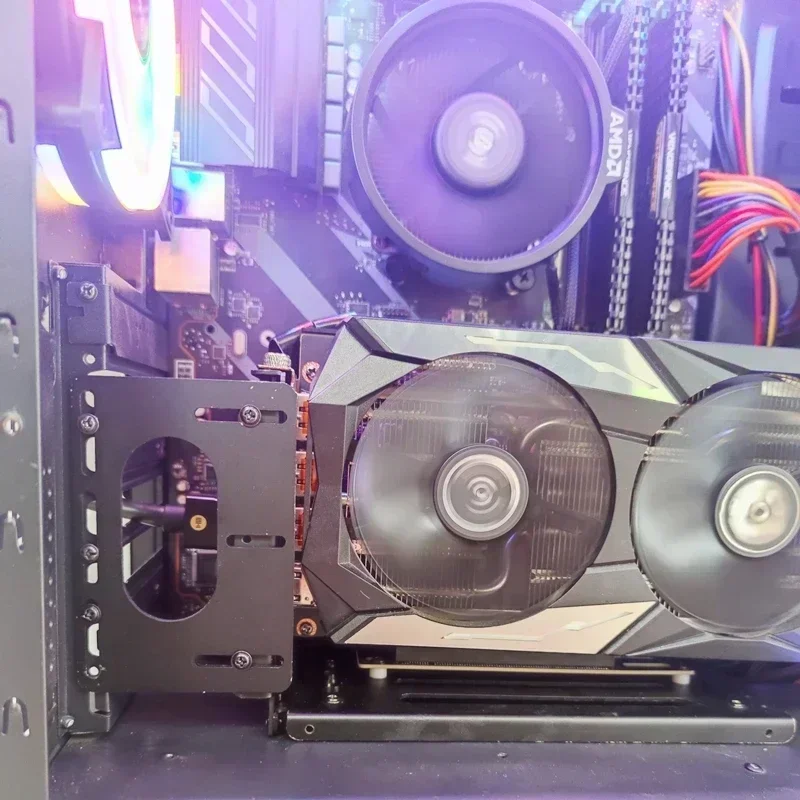 Фото Новый комплект вертикальных монтажных кронштейнов для видеокарты Riser PCI-E x16 ATX, держатель графического процессора + GEN4 PCIE 4.0/3.0 16X удлинительный кабель Riser 200 мм №4