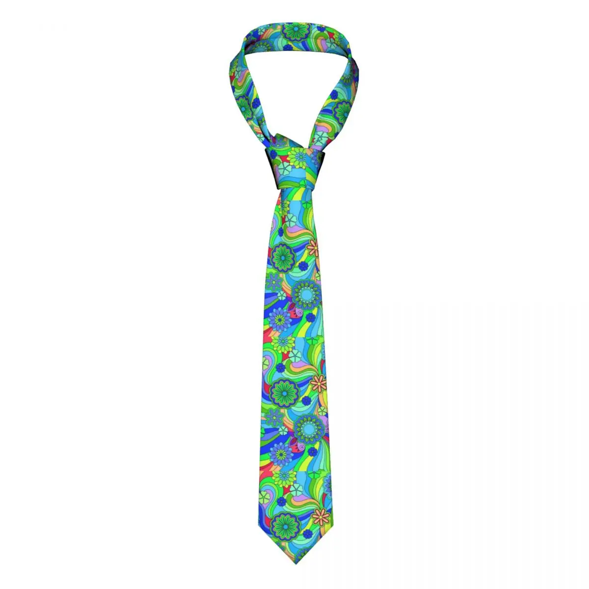 

Hippy Trippy Flower Power Tie Retro Daisy Print Polyester Silk Design Neck Ties Gift Office For Men Shirt Cravat