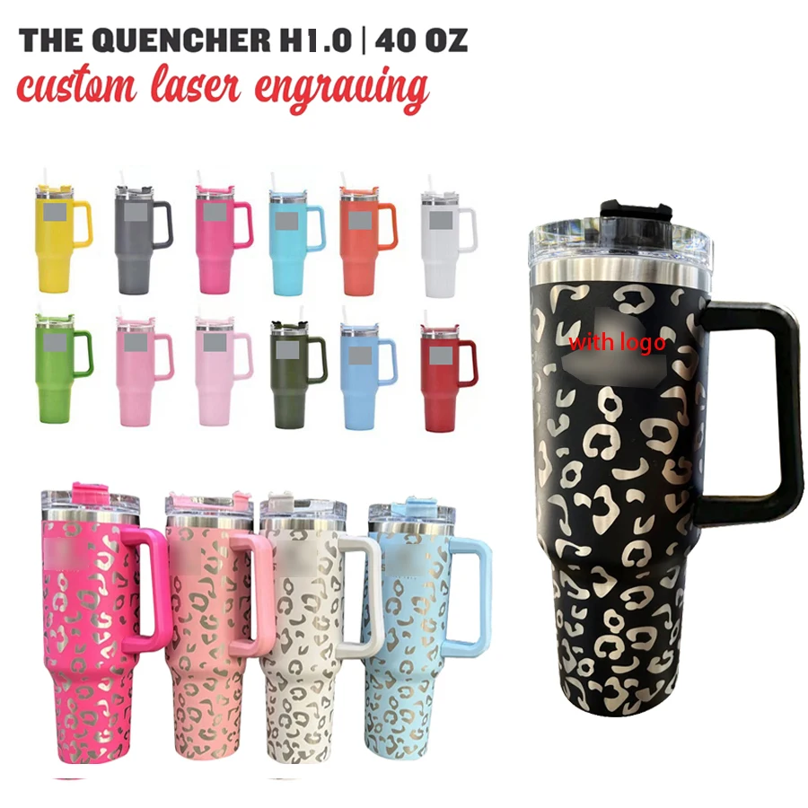 

Stainless Steel 40 oz Tumbler With Handle and Straw Beer Mug Water Bottle Outdoor Camping Cup Vacuum Insulated Cup with Handle