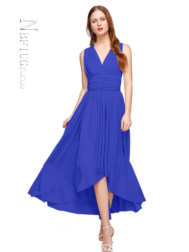 

Solid Color Dress Fashion Sexy V Neck Women's Backless Midi Dresses