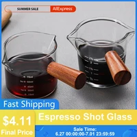 100ml espresso measuring cup double mouth glass milk cup with handle glass scale measure mugs heat resisting espresso shot glass