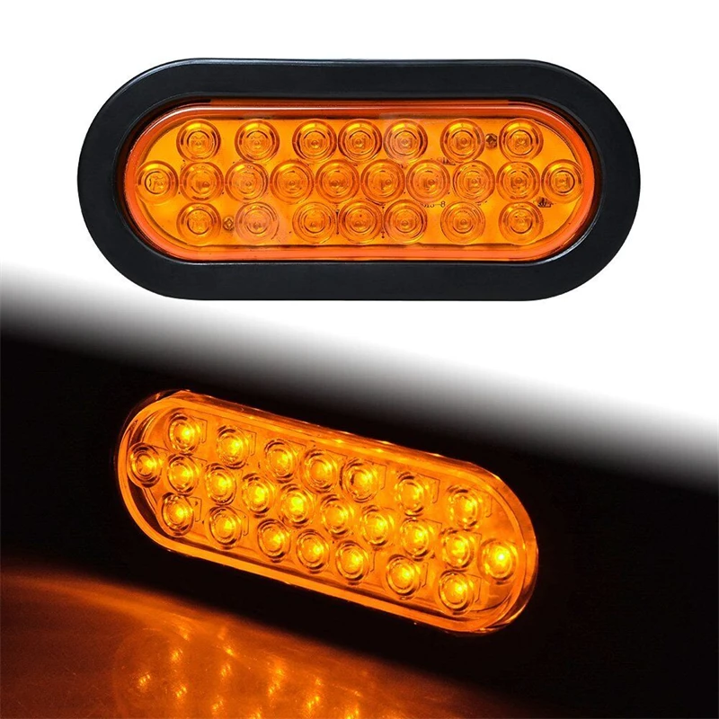 

2Pcs 12V 6" Oval 24 LED Trailer Light Side Marker Lights Brake Stop Tail Light for Trailer Trucks Caravan Lorry Clearance Light