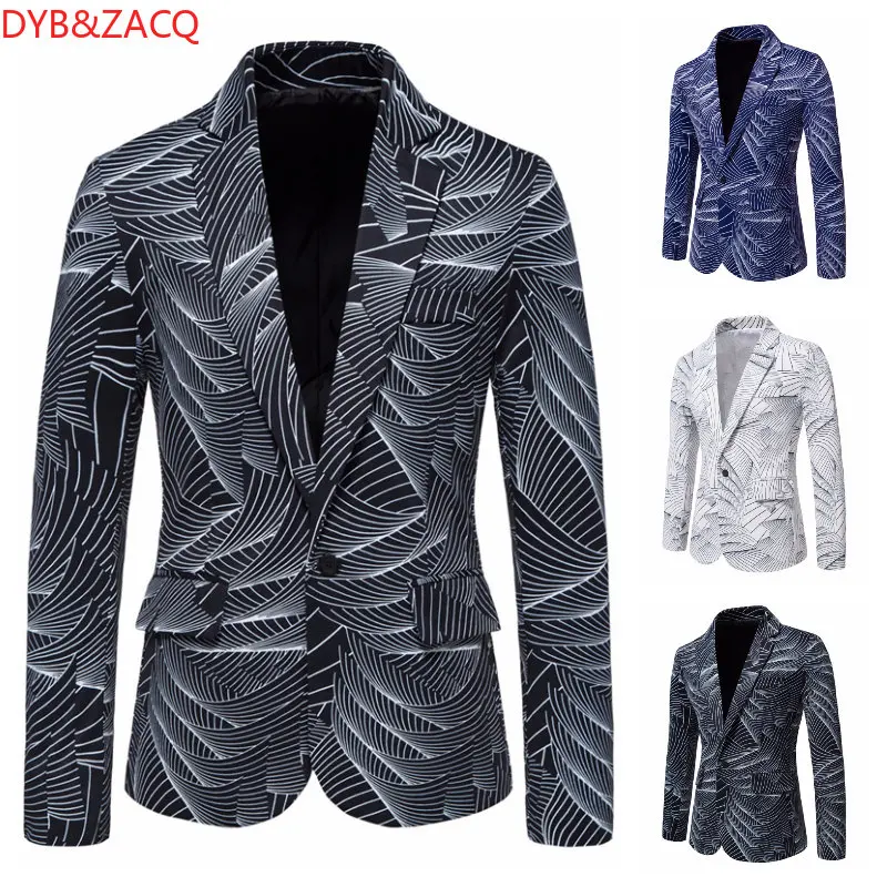 Men's Business Autumn and Winter One Button French Simple Fashion Slim Waist Pattern Leisure Long Sleeve Suit Jacket