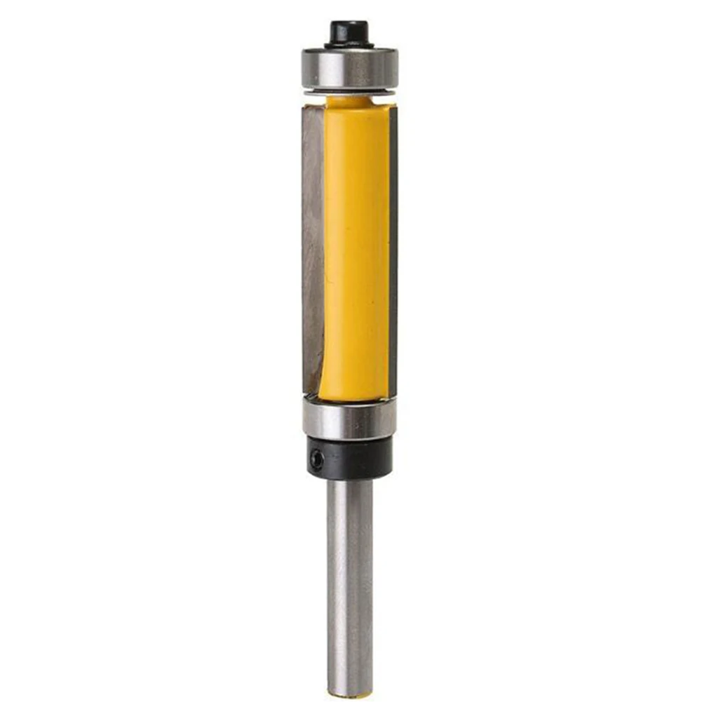 

1Pc 1/4" Shank Template/Trim Router Bit, With 2" Long Routing Cutters. Features: Top & Bottom Ball Bearings Woodworking Tool
