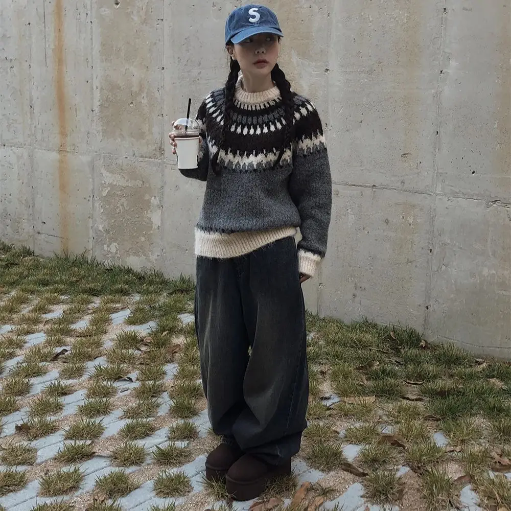 Корейский стиль Fair Island Holiday скандинавский свитер из альпаки осенне-зимний